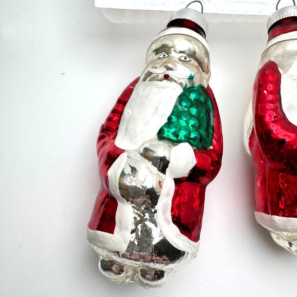 Bradford Novelty Christmas Trimmeries Hand Decorated Glass Santa Ornaments 4-Pac - Picture 11 of 11